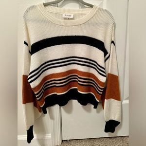 🌟🌟🌟 Korye Fall Festival Chunky Sweater Striped Cream Orange Black LS crewneck